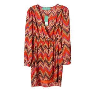 NEW with tags Haute Hanger Aztec Long Sleeve Wrap Dress Multi-Color, Medium